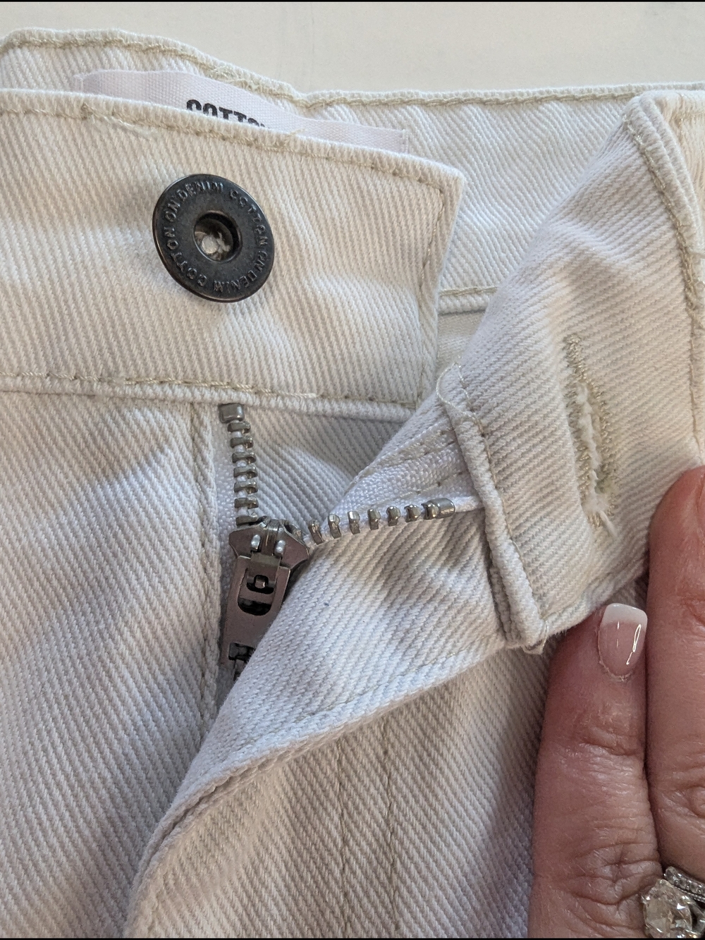 Cotton On Off-White Carpenter Denim Shorts High Rise Size 4 US / 8 AU - Picture 8 of 14